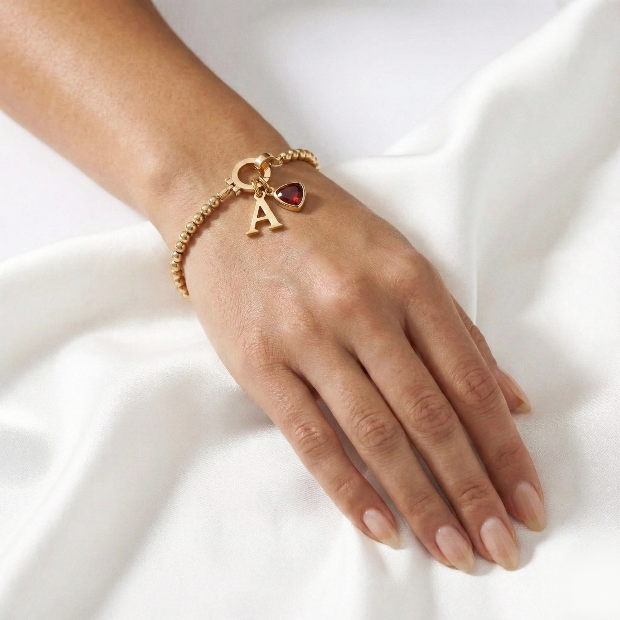 AX Initial Birthstone Bracelet