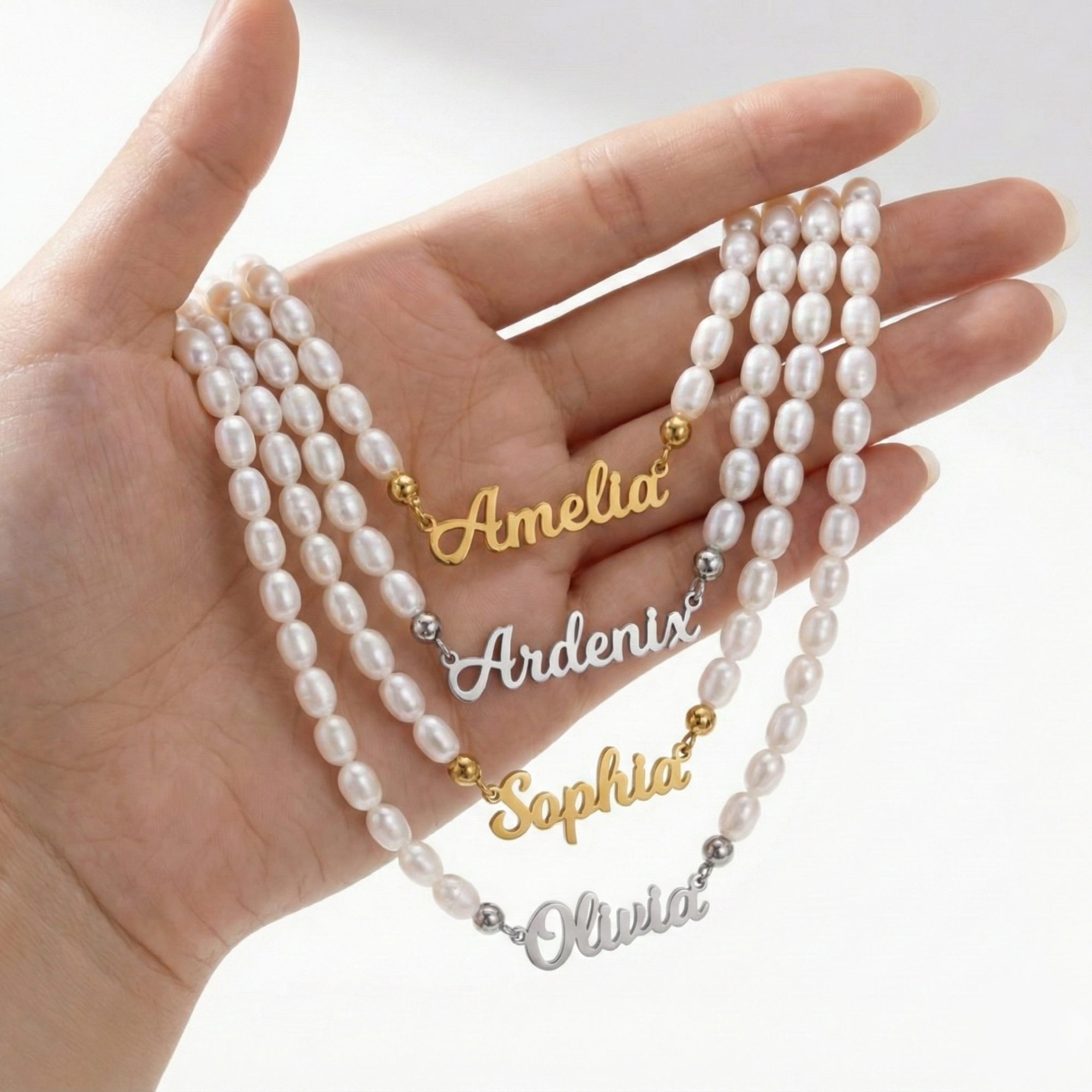 AX Pearl Name Necklace
