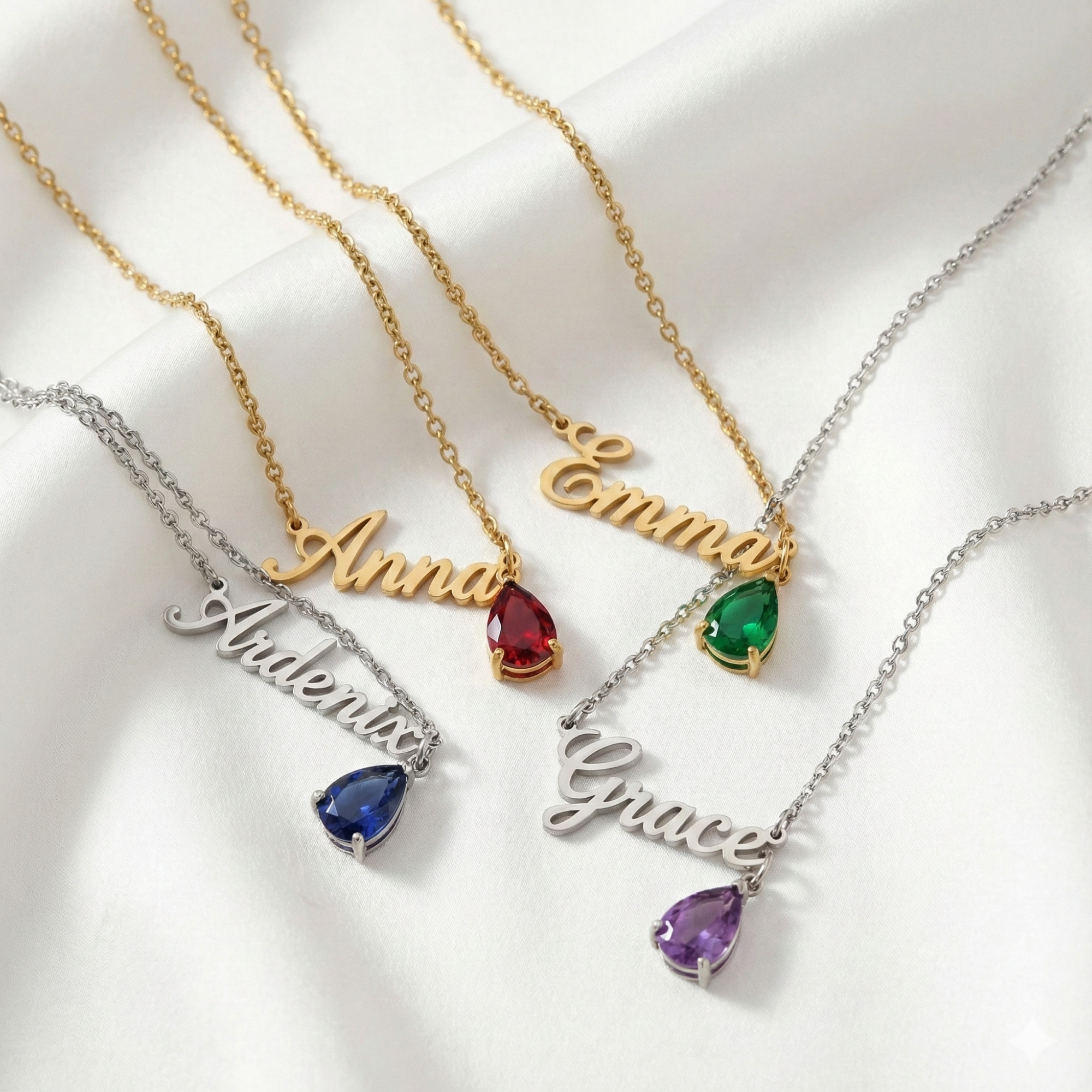 AX Custom Name and Birthstone Necklace
