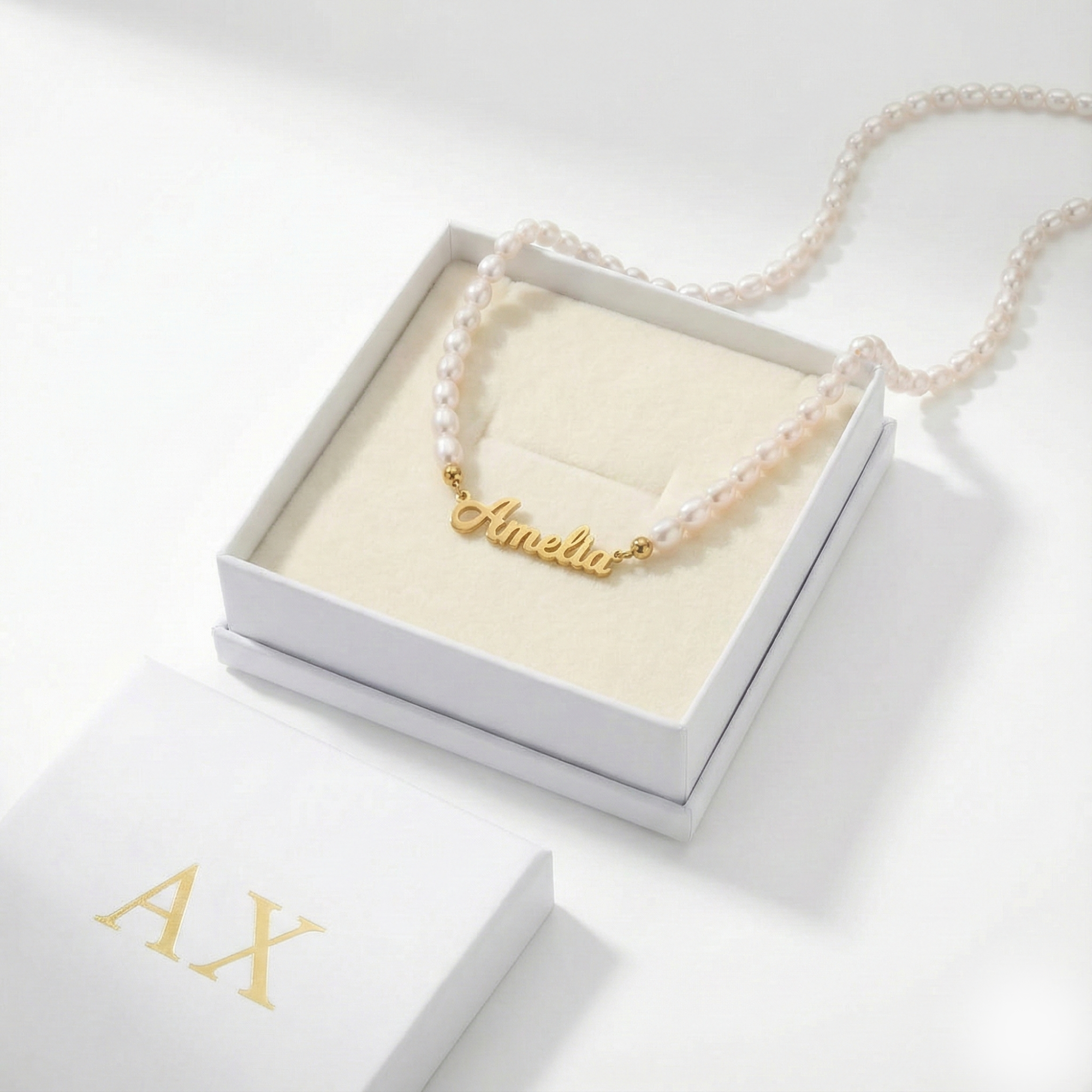 AX Pearl Name Necklace