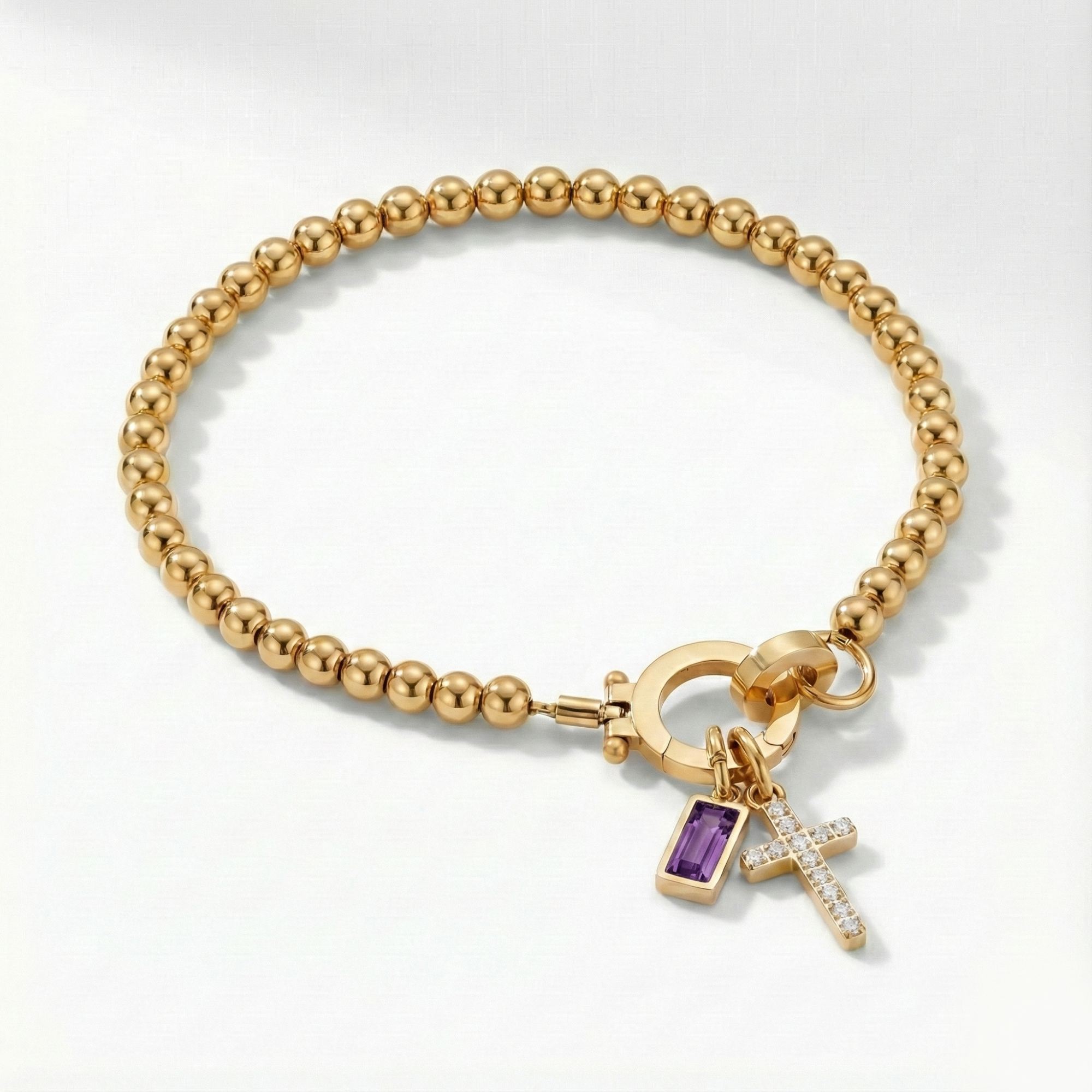 AX Beaded Birthstone Cross Charm Bracelet