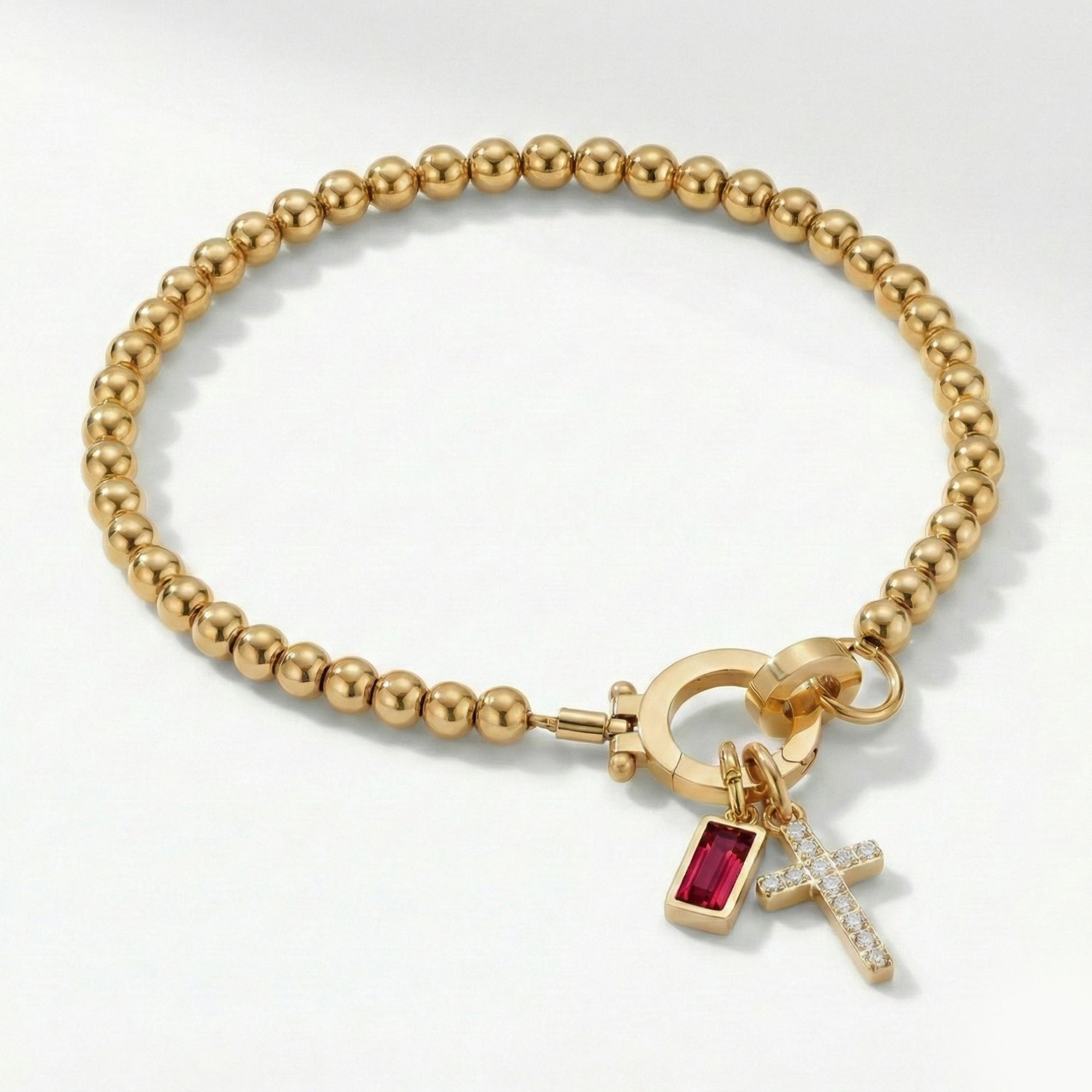 AX Beaded Birthstone Cross Charm Bracelet