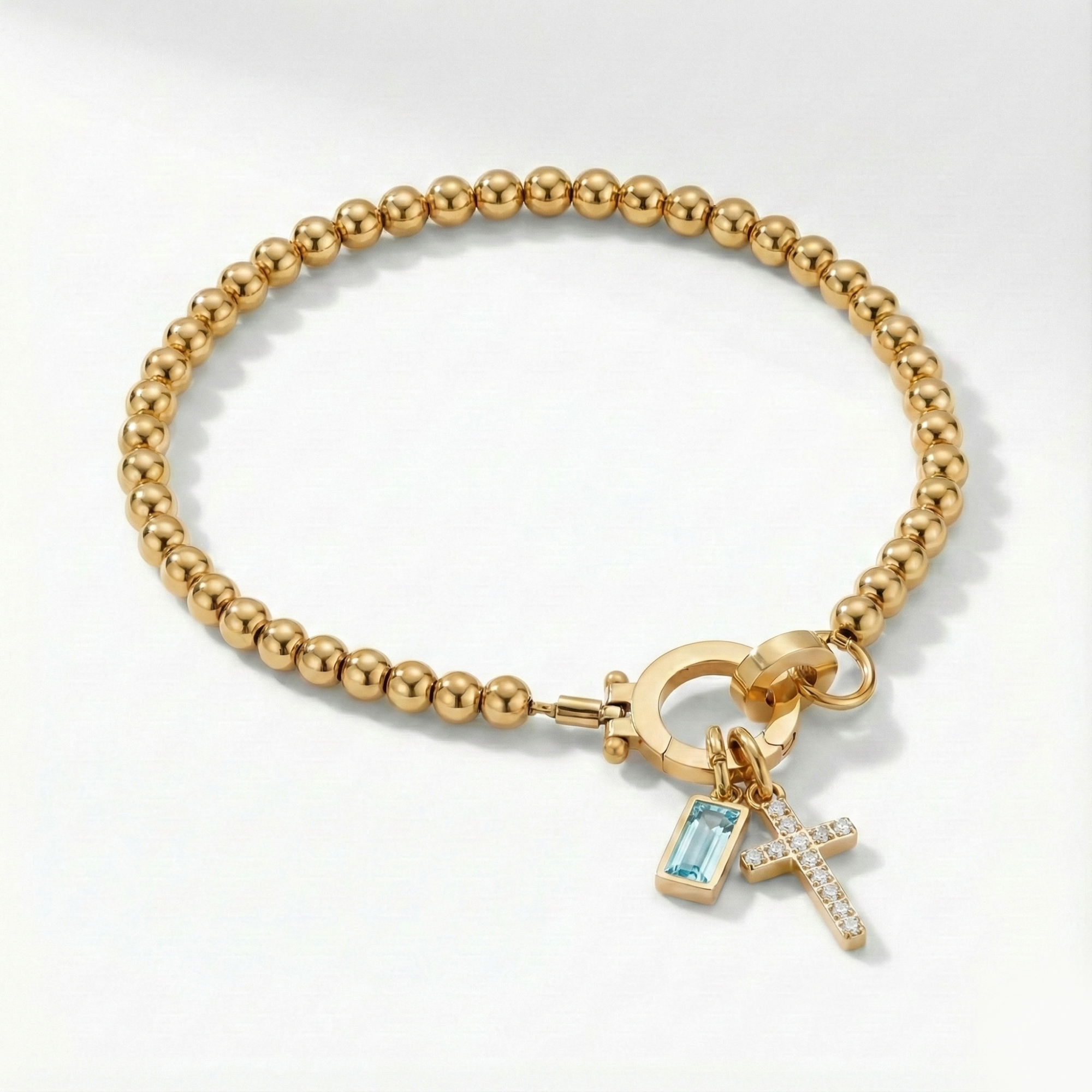 AX Beaded Birthstone Cross Charm Bracelet